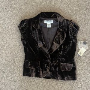 Chocolate brown short sleeve velvet blazer size s (6/6x) NwT